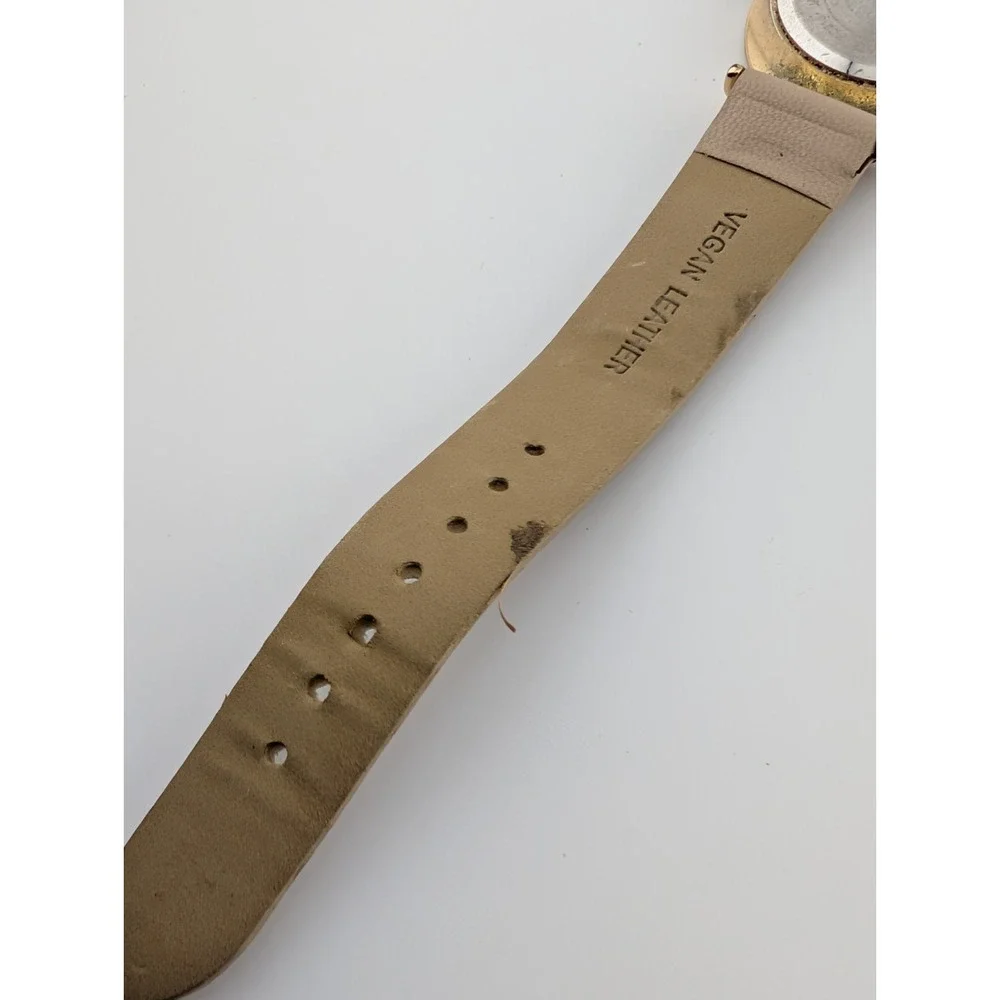 Anne Klein Watch Women 32mm‎ Gold Case Beige Leather Band AK/3746- New Battery